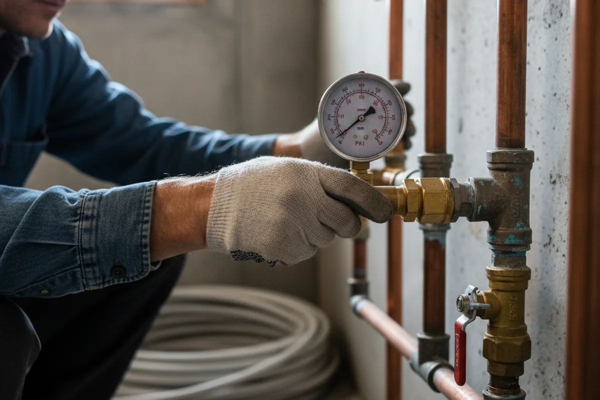 Pressure testing a repaired line during Water Line Repair in Dousman
